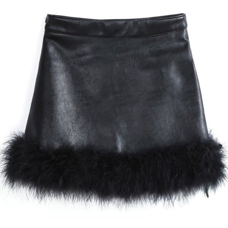black fur trim skirt