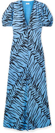 RIXO - Tonya Printed Crepe Midi Dress - Blue