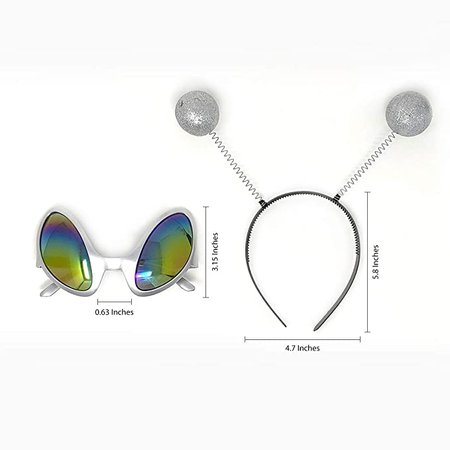 Amazon.com: Silver Alien Glasses Martian Headband Set Costume Party Accessory Head Boppers: Clothing