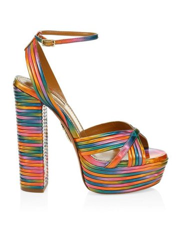 Aquazzura Women's Sundance Platform Rainbow Sandals