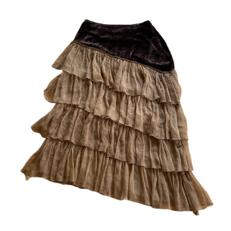 brown ruffle tiered skirt