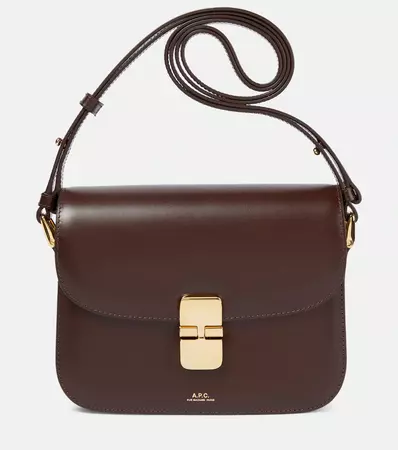Grace Small Leather Crossbody Bag in Brown - A P C | Mytheresa