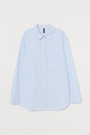 Oversized Cotton Shirt - Blue