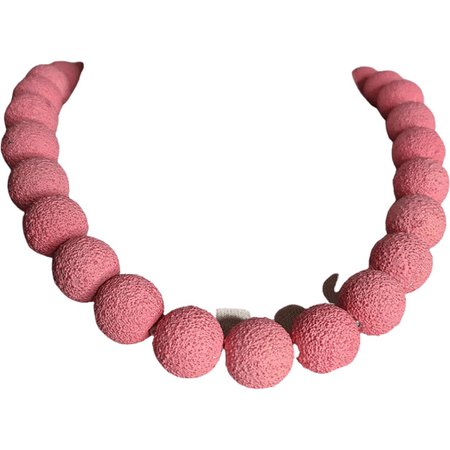 Vintage 60's Pink Chunky Textured Round Bead Necklace