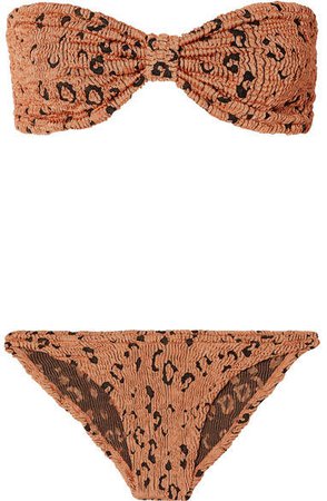 Jean Seersucker Bandeau Bikini - Copper