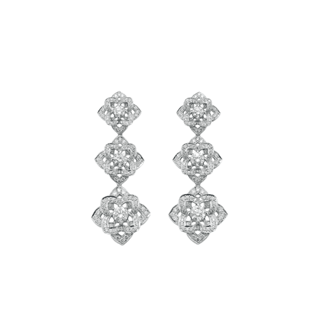 Mappin & Webb Floresco White Gold Large Diamond Drop Earrings | Earrings | Jewellery | Goldsmiths