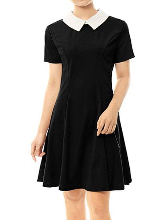 Amazon.com: Allegra K Women's Contrast Doll Collar Short Sleeves Above Knee Flare Dress: Clothing