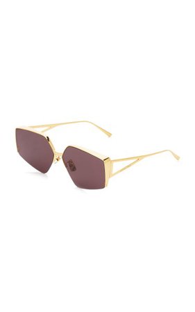 Oversized Angular Gold-Tone Metal Sunglasses By Bottega Veneta | Moda Operandi