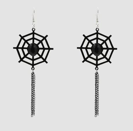 black spider web dangle earrings