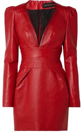 Leather Mini Dress - Red