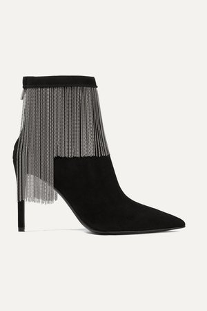 Balmain | Mercy chain-embellished suede ankle boots | NET-A-PORTER.COM