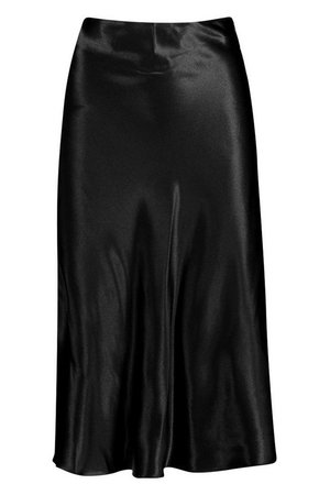 Satin Bias Cut Slip Midi Skirt | Boohoo