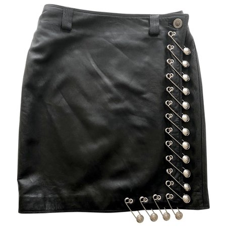 Leather mini skirt Gianni Versace Black size 38 IT in Leather - 6131780