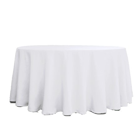 120" White Polyester Round Tablecloth | eFavorMart