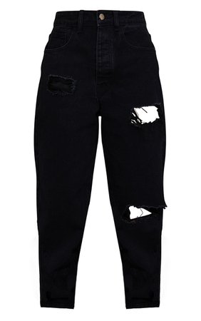 PLT Washed Black Open Knee Boyfriend Jeans | PrettyLittleThing USA
