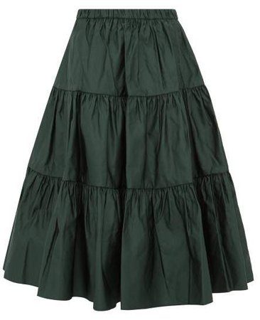 Tiered Duchess Satin Skirt - Womens - Dark Green
