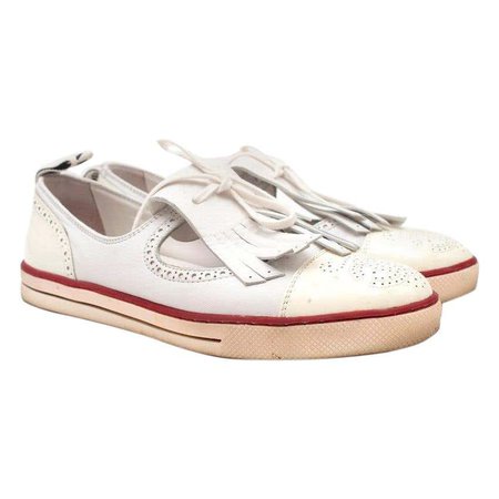 Chanel Cream Fringed Brogues - Size EU 38.5 For Sale at 1stDibs
