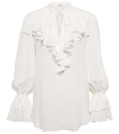 Etro - Ruffled silk blouse | Mytheresa