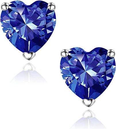 Amazon.com: December Birthstone Stud Earrings for Women Mom, 18K White Gold Plated S925 Sterling Silver Earrings Heart Created Tanzanite Birthstone Stud Earrings for Women Mom December Birthday Jewelry Gifts: Clothing, Shoes & Jewelry