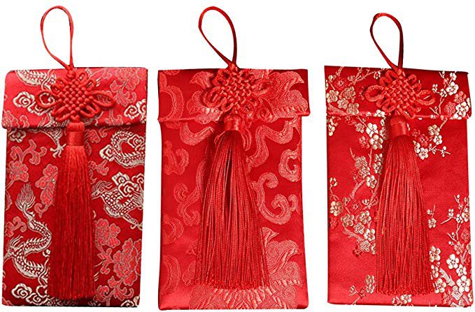 Amazon.com : 3 Pcs/Set Chinese Silk Red Envelopes Hongbao Pockets for 2018 Chinese New Year Gifts (Type B) by Elfjoy : Office Products