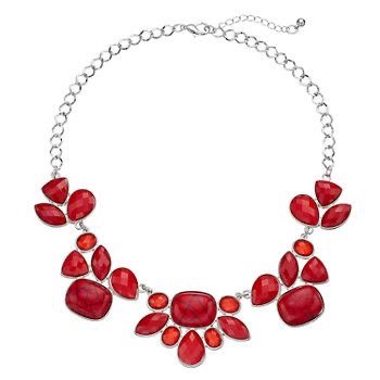 red geometric statement necklace