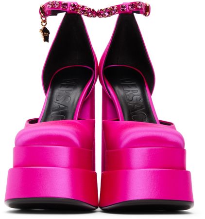 versace pink platform heels