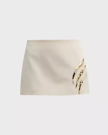 AREA Crystal Claw Mini Skirt | Neiman Marcus