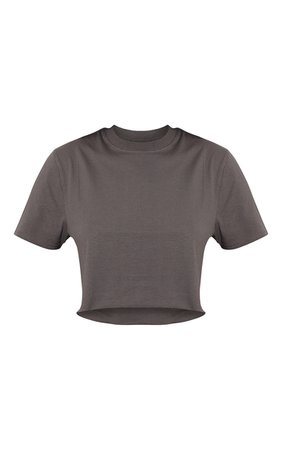Organic Charcoal Oversized Crop T-Shirt | PrettyLittleThing USA