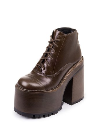 Brown platform lace up boots