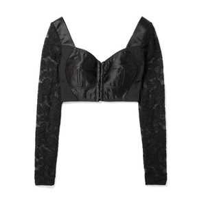 Dolce & Gabbana | Cropped satin, stretch-knit and lace bustier top