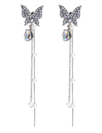 silver butterfly dangle earrings