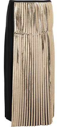 Carmen Metallic-paneled Pleated Crepe Maxi Skirt