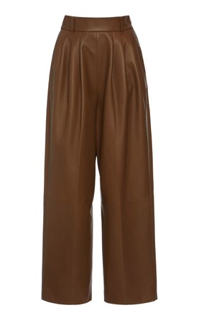 Nappa Leather High-Waisted Belted Pants by Agnona | Moda Operandi