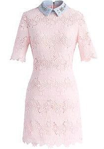 Floral Collar Pink Dress
