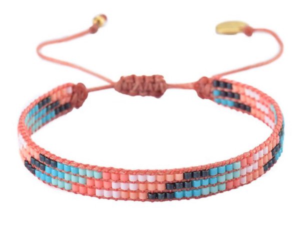 Blue & Coral Bead Bracelet