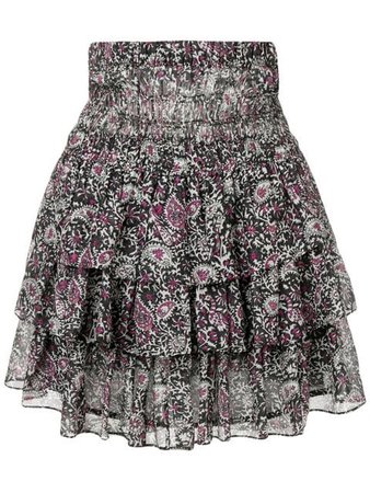 Isabel Marant ruffle layered paisley skirt