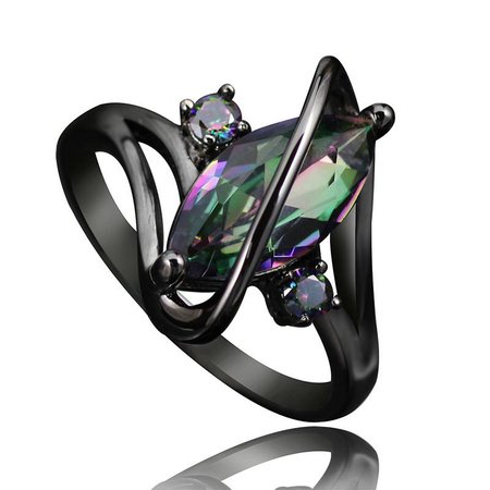 Women's Mystic Rainbow Topaz Ring Black Plated Setting Women's Jewelry – thenordictradingco.com
