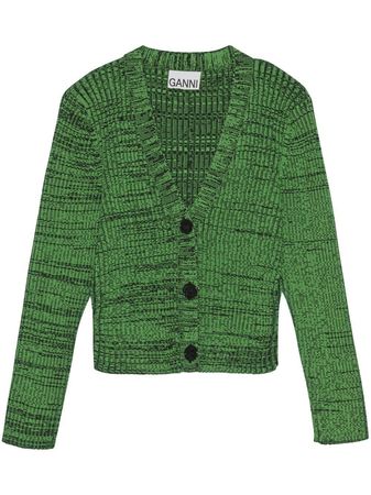 GANNI Cropped Melange Knit Cardigan - Farfetch
