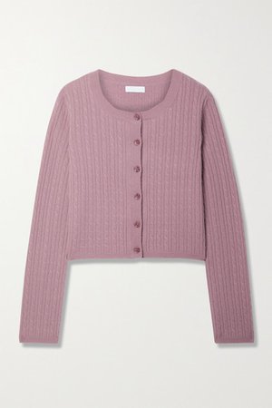 Cleo Cable-knit Cashmere Cardigan - Antique rose