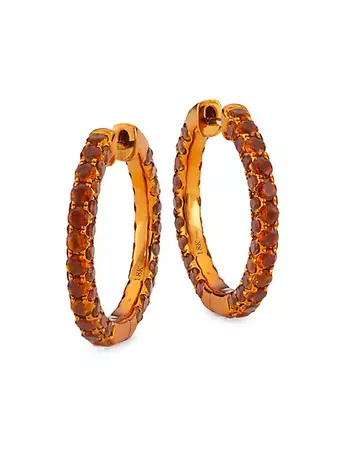 Shop Graziela Gems 3 Sided 18K Yellow Gold & Citrine Large Hoop Earrings | Saks Fifth Avenue