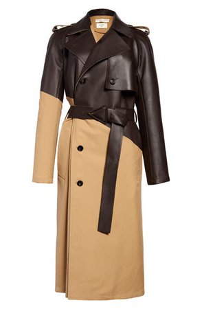 Bottega Veneta Leather & Wool Trench Coat | Nordstrom