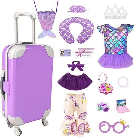 Amazon.com: Doll Clothes and Accessories - Travel Play Set for 18 Inch Dolls, Doll Stuff with 18 Inch Doll Clothes, Cute Bag, Swimsuit and Travel Pillow for 18 Inch Girl Doll Girls Gifts : Toys & Games