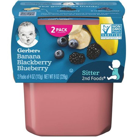 Gerber Sitter 2nd Food Banana Blackberry & Blueberry Baby Meals - 2ct/4oz Each : Target