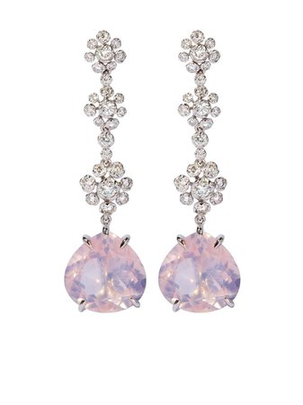 Annoushka x Ramadan 18kt white gold Marguerite diamond quartz drop earrings white 030098 - Farfetch
