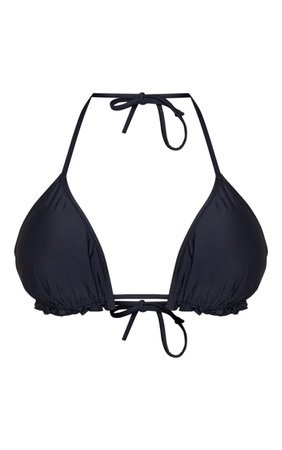 Black Frill Edge Padded Bikini Top | PrettyLittleThing USA