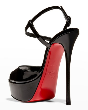 Christian Louboutin So Jenlove Patent Asymmetrical Red Sole Sandals | Neiman Marcus