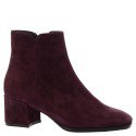Women's handmade heels ankle boots in plum colored suede leather with side zip Color Violet Women's shoes size 35