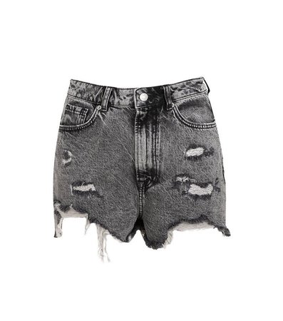 Dark Grey Acid Wash Ripped Mom Shorts | New Look