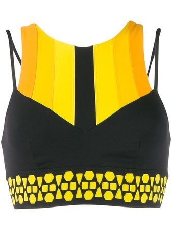 Shop black & yellow No Ka' Oi Powerhouse sports bra top with Express Delivery - Farfetch