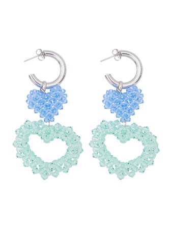 [SWINGSET] Seasonless Double Heart Beads Earrings (Mint) – SellerWork
